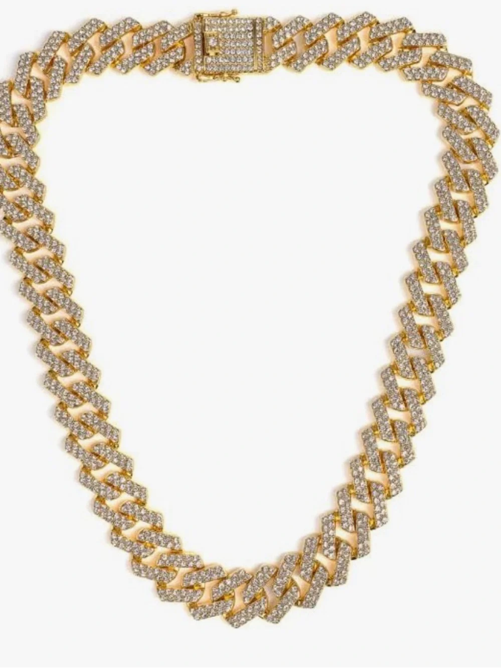 Invicta Elements Men's Iced Out Cuban Chain Necklace Gold Tone 21.5